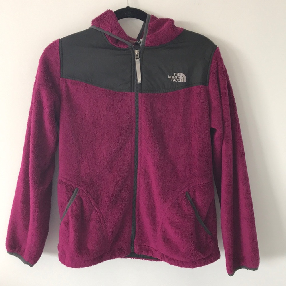 North face maroon zip up fleece sweater
